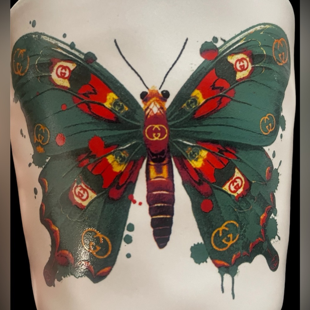 GUCCI Butterfly Design Mug by Amanda Greenwood Art, New With Tags